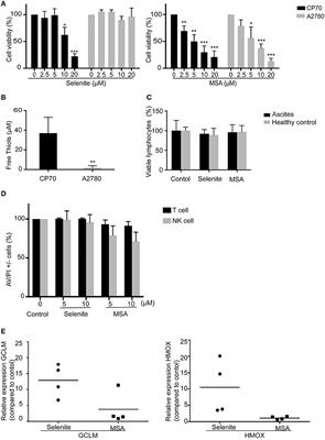 Methylseleninic Acid Sensitizes Ovarian Cancer Cells to T-Cell Mediated Killing by Decreasing PDL1 and VEGF Levels